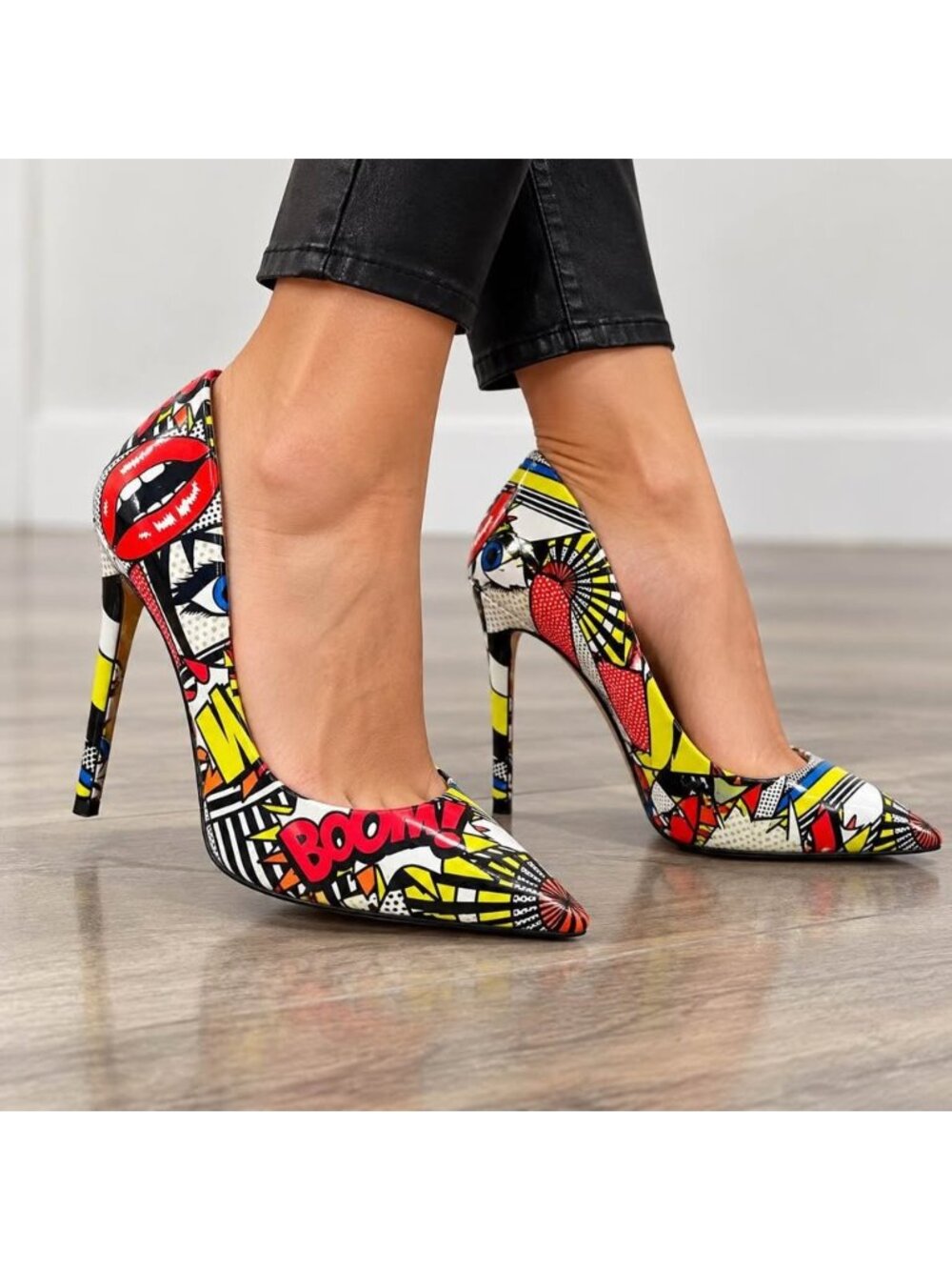 ALDO Pop Art Comic Print Pointed Toe Stiletto Pumps Women’s Size 8